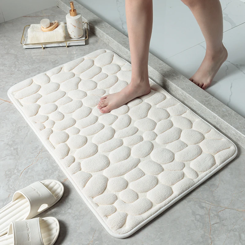 Memory Foam Embossed Velvet Bathroom Mat