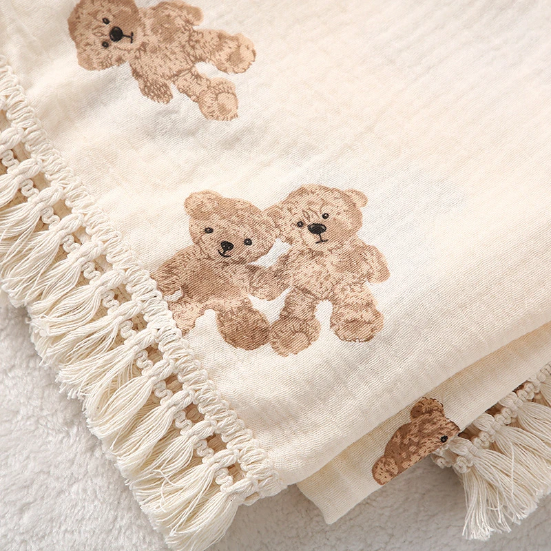 Cute Bear Muslin Squares Cotton Baby Blanket - Image 4