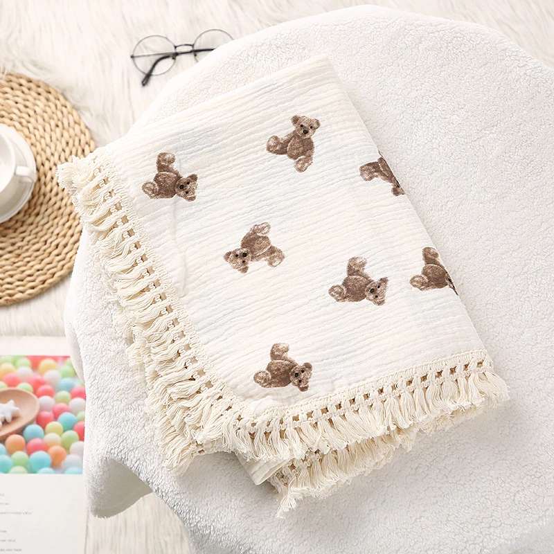 Cute Bear Muslin Squares Cotton Baby Blanket - Image 3